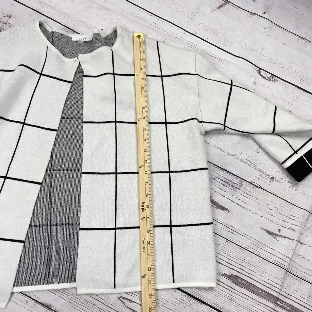 Sioni Plaid Colorblock Windowpane Grid Cardigan - Picture 8 of 10